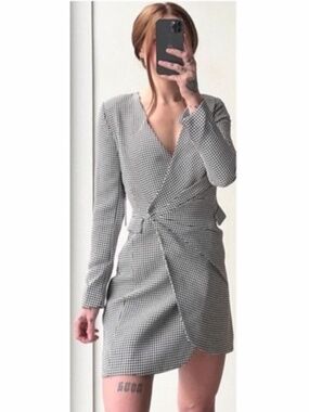 NEW Jason Wu Houndstooth Wrap Dress Medium